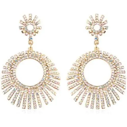 Sparkly Rhinestone Chandelier Drop Statement Earrings - Bridal Wedding Crystal Cubic Dangles Cascade, Teardrop, Fringe Tassel, Waterfall Duster Party Studs