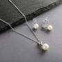 Mariell Cubic Zirconia & Ivory Pearl Wedding Necklace and Earrings Jewelry Set for Bridesmaids & Brides