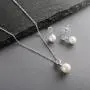 Mariell Cubic Zirconia & Ivory Pearl Wedding Necklace and Earrings Jewelry Set for Bridesmaids & Brides