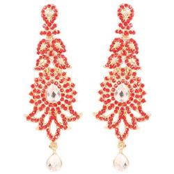 Touchstone Indian Bollywood paisley Rhinestone designer bridal jewelry earrings for women in antique gold tone
