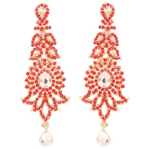 Touchstone Indian Bollywood paisley Rhinestone designer bridal jewelry earrings for women in antique gold tone