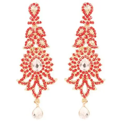 Touchstone Indian Bollywood paisley Rhinestone designer bridal jewelry earrings for women in antique gold tone Touchstone Indian Bollywood paisley Rhinestone designer bridal jewelry earrings for women in antique gold tone