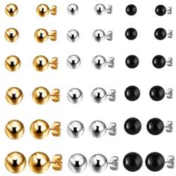 Spiritlele 24 Pairs Assorted Hoop Earrings Crystal Pearl Stud Earrings Set Huggie Earrings for Women Girls