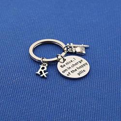 BAUNA Pharmacy Tech Keychain Pharmacist Gift Be Nice I Am in Charge of The Happy Pills Funny Pharmacy Student Gift Pharmacy Shool Graduation Gift