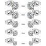 KANOUE Hypoallergenic Stainless Steel Stud Earrings Set Cubic Zirconia 316L Earrings (12 Pairs)