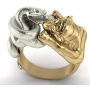 Vintage Gold Tiger Silver Snake Fighting Ring Hip Hop Rock Crystal Ring Party Anniversary Gothic Motorcycles Personalized Jewelry Ring Gold Two Silver Tone for Men Male