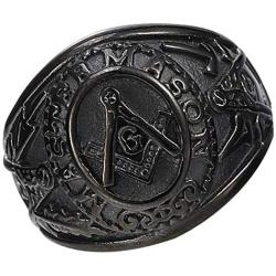 Oakky Jewelry Mens Stainless Steel Domineering Vintage Freemason Masonic Rings