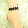 yueton Beautiful Retro Vintage Rhinestone Anklet Chain Foot Sandal Beach Wedding Yoga Dancing Jewelry Lace Ankle Bracelet (Black)