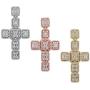 Harlembling Solid 925 Sterling Silver - Mens Iced Baguette Cross Pendant - Flooded Out Fits Up to 6mm Necklace (Rose Gold Finish)