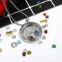 30mm Stainless Steel Living Memory Floating Locket Necklace Pendant with Charms and 24 Birthstones, Best Gifts for Women Girls 30mm Stainless Steel Living Memory Floating Locket Necklace Pendant with Charms and 24 Birthstones, Best Gifts for Women Girls