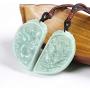 LOOPIG 1pair Chinese Traditional Burma Jade Necklace Pendant Phoenix Dragon Pendant Jewelry