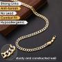 ChainsHouse Cuban Chain Necklace for Men Women Two-Tone Jewelry 6mm-10mm Wide 18K Gold Plated Curb Link Chain (18'',20'',22'',24'',26'',28'',30''), Send Gift Box