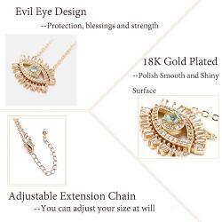 MLENS 18K Gold Plated Zirconia Evil Eye Necklace Dainty Chain Adjustable Pendant Necklaces for Women Jewelry Gift