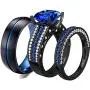 ringheart 2 Rings Luxury Couple Rings Black Gold Filled Princess Cut Blue Cz Womens Wedding Ring Sets Man Tungsten Wedding Band (Please Buy Two Rings for one Pair) ringheart 2 Rings Luxury Couple Rings Black Gold Filled Princess Cut Blue Cz Womens Wedding Ring Sets Man Tungsten Wedding Band (Please Buy Two Rings for one Pair)