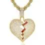 Senteria Hip Hop Iced-Out Men Necklace Rapper 18K Gold Plated CZ Fully Bling Bubble Broken Heart Pendant Necklace Chain for Men Women Fashion Jewelry Gifts