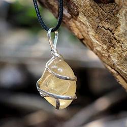 Citrine Gemstone Pendant Necklace - Natural Crystal Healing | Stone of Joy, Wealth and Abundance| Energizes Solar Plexus and Navel Chakras| Jewelry for Men & Women