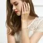 SHEGRACE Woman Stainless Steel Daisy Flowers Bracelet 18K/Rose Gold/Platinum Plated Adjustable 11.41'' Jewellery Gift