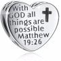 925 Sterling Silver CZ Cross Charms with God All Things are Possible Fit European Snake Bracelets