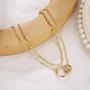 YBMYCM 14K Gold Plated Paperclip Dainty Simple Lightweight Chain Link Necklace Bracelet for Women Girls