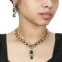 MUCH-MORE Indian Bollywood Traditional Maang Tikka with Kundan Necklace Earrings Set Ethnic Wedding Party Designer Jewelry for Women