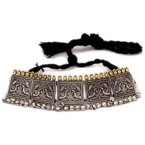Aheli Vintage Bohemian Indian Oxidized Peacock Design Crafted Necklace Ethnic Antique Tribal Fashion Statement Tribal Jewelry for Women Girls Aheli Vintage Bohemian Indian Oxidized Peacock Design Crafted Necklace Ethnic Antique Tribal Fashion Statement Tribal Jewelry for Women Girls