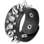 HZMAN Unisex Black Metal Spike Studded Punk Rock Biker Wide Strap Leather Bracelet