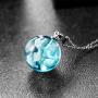 Ldurian Blue Sky Cloud Resin Necklace Transparent Resin Rould Ball Pendant Necklace for Women