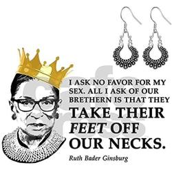 RBG Dissent Collar Earrings Sterling Silver RBG Gifts Dangle Drop Earrings Jewelry Gifts for Mothers Fans of Ruth Bader Ginsburg