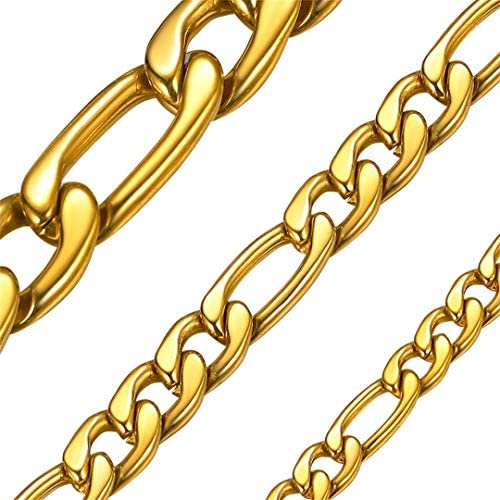 ChainsHouse 4-13mm Figaro Chain Necklace Stainless Steel/18K Gold Plated Figaro Link Chain for Men Women, 18''-30'', Send Gift Box