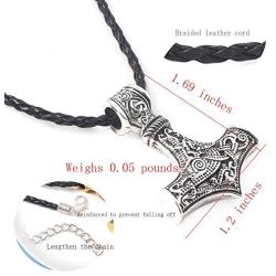 SONGCHANGJEWELRY Norse Viking Necklace for Men - Thors Hammer Mjolnir Stainless Steel Viking Talisman Jewelry Men Mjolnir Compass Amulet Pendantnt