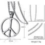 HUANIAN Stainless Steel Classic Peace Sign Love Hippie Pendant Necklace, 24 inch Chain