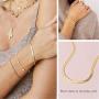 NUZON 14K Gold Snake Chain Bracelet& Cuban Curb T Bar Link Chain Bracelet Minimalist Dainty Jewelry for Women Girls 7 Adjustable