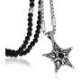 BLEUM CADE Star Wiccan Witch Magical Power Pentagram Pendant Necklace with Black Agate Stone Chain 26''
