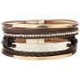 YOOCOOL Multi-Layer Handmade Leather Bracelet Braided Wrap Cuff Bangle with Alloy Magnetic Clasp Beaded Wrist Bracelets Jewelry for Women Gift