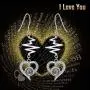 925 Sterling Silver Heartbeat Dangle Earring I Love You 100 Languages Earring Nurse Doctor EKG Heart Drop Earring for Women