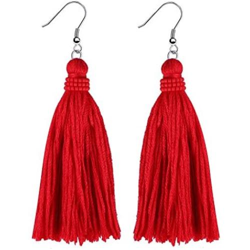KELITCH Womens Drop Dangle Earrings Tassel Dangle Earrings for Women Thread Tiered Tassel Dangle Statement Summer Beach Layered
