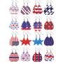 16 Pairs American Flag Faux Leather Earrings Stars Stripes Teardrop Earrings Patriotic Jewelry Accessory