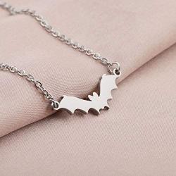 KUIYAI Tiny Bat Charm Necklace Bat Pendant Necklace Vampire Jewelry Halloween Necklace