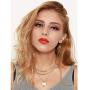 Layered Choker Necklace for Women,Heart Locket Pendant Necklaces with Dainty Chain, 14k Warm-Gold Plated, Delicate Gifts for women teen girls