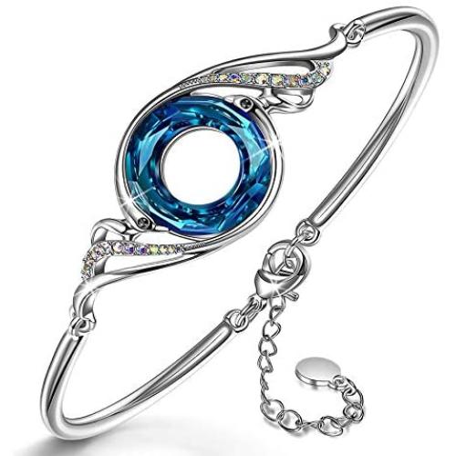 Kate Lynn Mothers Day Gifts for Women, Nirvana of Phoenix Bangle Bracelets Crystals from Austria Jewelry for Mom Grandma Wife Friend Female with an Elegant Jewelry Box, Soft Cloth