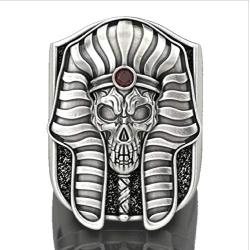 Pharaoh Skull Ring for Men, Egyptian Ring, Mummy Rings, Amulet Ring, Egyptian Jewelry Gift for Men Boys