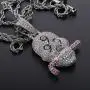 KMASAL Jewelry Hip Hop Iced Out Bling 999 skull Pendant 18K Gold Plated Chain Necklace for Men Women