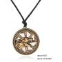 Viking Fenrir Wolf Slavic Sun Wheel Talisman Protection Necklace
