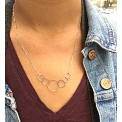EFYTAL 60th Birthday Gifts for Women, Sterling Silver Six Circle Necklace for Her, 6 Decade Jewelry 60 Years Old