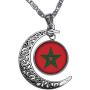 GiftJewelryShop Morocco Flag Crescent Moon Galactic Universe Glass Cabochon Pendant Necklace