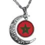 GiftJewelryShop Morocco Flag Crescent Moon Galactic Universe Glass Cabochon Pendant Necklace GiftJewelryShop Morocco Flag Crescent Moon Galactic Universe Glass Cabochon Pendant Necklace
