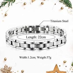 Feraco Magnetic Bracelets for Men Arthritis Pain Relief Sleek Titanium Stainless Steel Magnetic Therapy Bracelet with Removal Tool