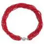 COOLSTEELANDBEYOND Red Statement Necklace Multi-Layer Beads Crystal Braided Chain Choker Collar Magnetic Clasp Party