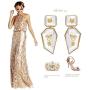 Rhinestone Crystal Rectangle Dangle Earrings, Glass Geometric Statement Earrings for Women KELMALL COLLECTION