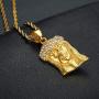 Lee Island Fashion 24K Gold Plated CZ Lord Jesus Pendant Stainless Steel Necklace, 24 Inch Chain Christian Jewelry